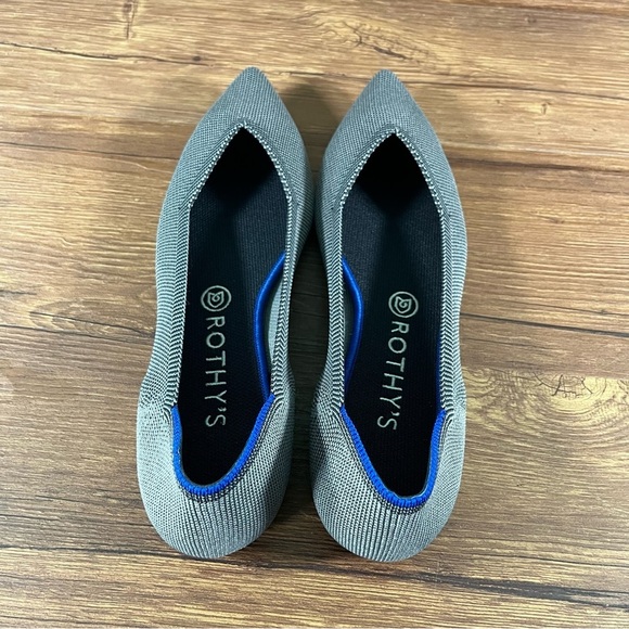 ROTHY’S The Point ‘Cloud Grey Birdseye’ Slip-On Knit Flats Women’s Size 9.5 Shoe - Picture 9 of 10